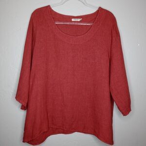 Lungo L'arno 100% Linen Burgundy Lagenlook Top